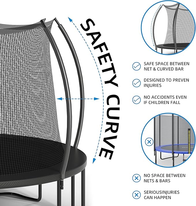 Trampoline 12FT 14FT Enclosure Net Outdoor Jump for Kids and Adults Round ASTM Approved Heavy-Duty Bounce Mat with Enhanced Weight Capacity