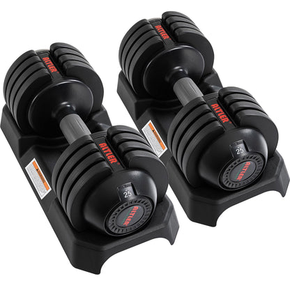 ALTLER Adjustable Dumbbell Set, 25LB Pair with Tray for Workout Strength Training Fitness