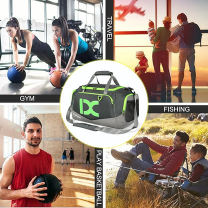 Sports Gym Bag，INOXTO Travel Duffel Bag with Dry Wet Pocket And Shoe CompartmentFor Women and Men，40L/55L Fitness Waterproof Weekender Bag For Swim Sports Travel Working Out (Gray green, 40L)