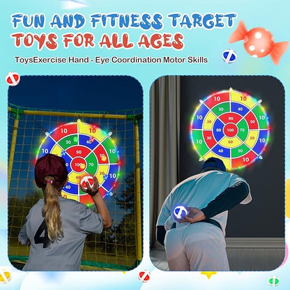 29" Dart Board Game Trampoline Accessories, Toss Game Dartboard with 20 Sticky Balls, Indoor & Outdoor Trampoline, Sport Fun Party Play Toys for Birthday Gifts