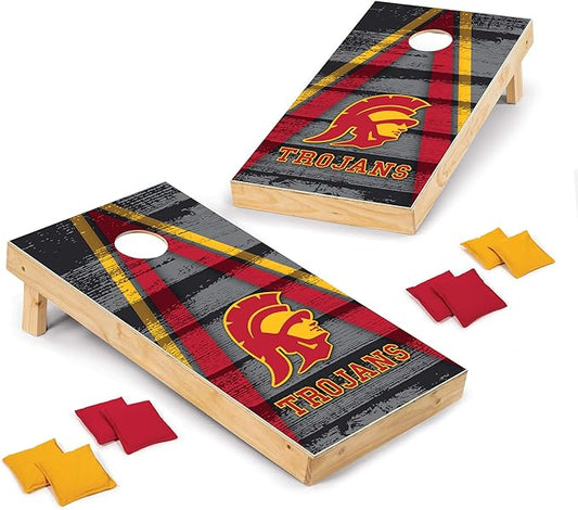 Wild Sports NCAA College 2' x 4' Wood Direct Print Tournament Cornhole Set, 8 Bean Bags, Vintage