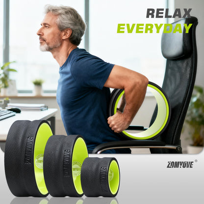 Back Roller Wheel - 3 Pack Yoga Foam Roller for Physical Therapy & Back Stretcher, Deep Tissue