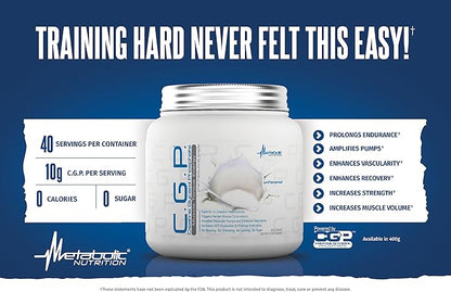 Metabolic Nutrition, CGP, Creatine Glycerol Phosphate, 100% Micronized Creatine Powder, Pre Intra Post Workout Supplement, Green Apple, 400 Grams (40 Servings)