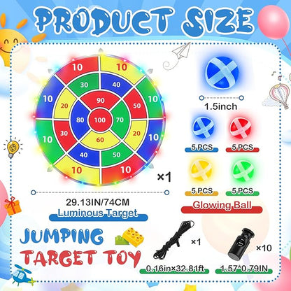 29" Dart Board Game Trampoline Accessories, Toss Game Dartboard with 20 Sticky Balls, Indoor & Outdoor Trampoline, Sport Fun Party Play Toys for Birthday Gifts