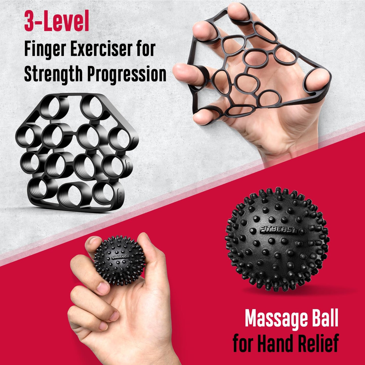 FitBeast Grip Strength Trainer, Hand Gripper Strengthener Kit - 6 Pack with Adjustable Resistance