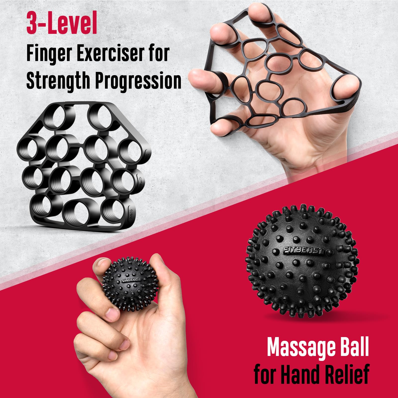 FitBeast Grip Strength Trainer, Hand Gripper Strengthener Kit - 6 Pack with Adjustable Resistance