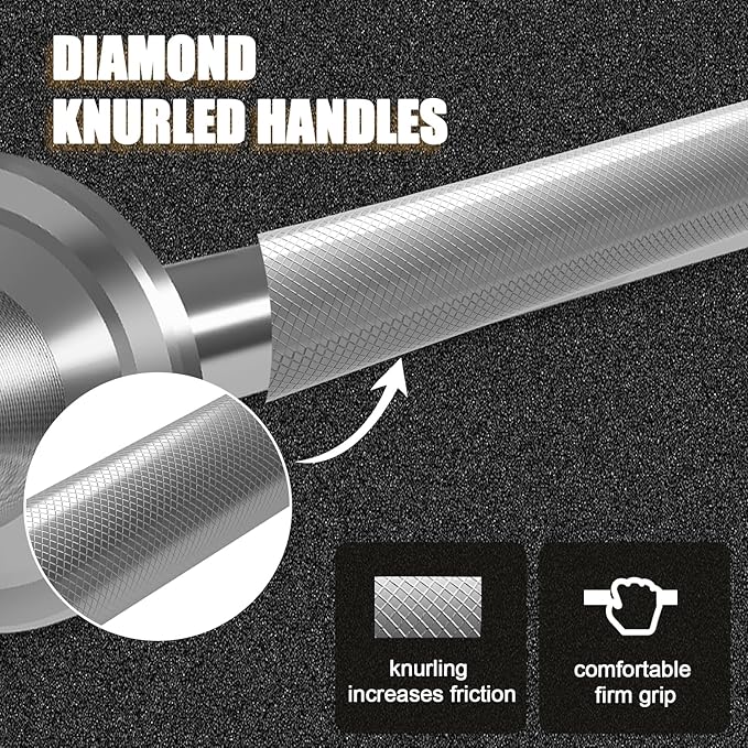 Olympic EZ Curl Barbell Bar, 48-inch Curling Bar, Fits 2-inch Weight Plates, Strength Training Bar for Squats, Hip Thrusts, Bench Press, and Weightlifting, with 2 Spring Collars (350LBS Weight Capacity）