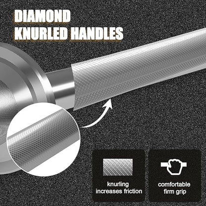 Olympic EZ Curl Barbell Bar, 48-inch Curling Bar, Fits 2-inch Weight Plates, Strength Training Bar for Squats, Hip Thrusts, Bench Press, and Weightlifting, with 2 Spring Collars (350LBS Weight Capacity）