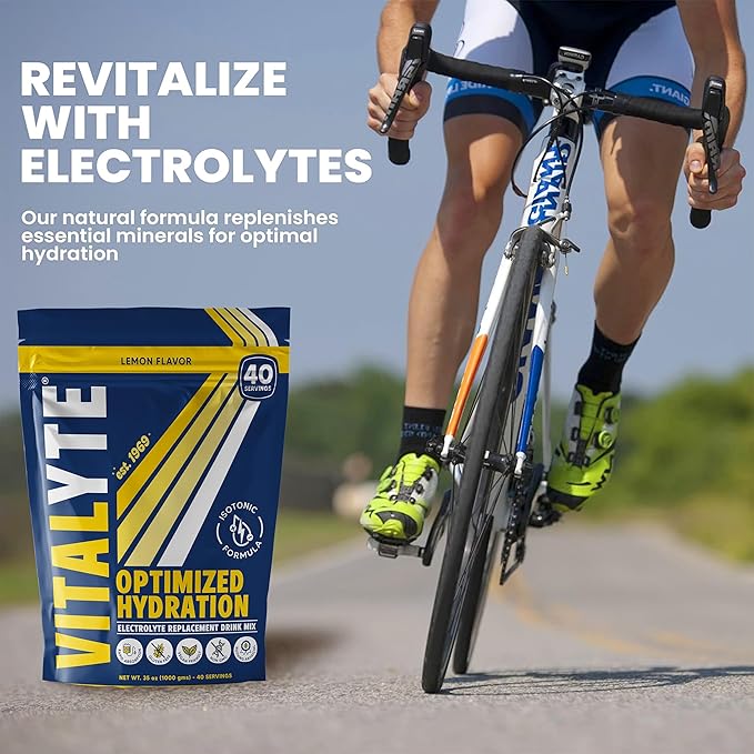 Vitalyte Electrolyte Powder Drink Mix, Isotonic Electrolyte Hydration Mix, Gluten Free Post Workout Powder Mix, Pack of 1, 35 oz., Lemon Flavor