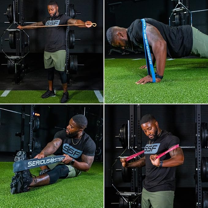 Serious Steel Fitness 32" Resistance Training Bands (Portable Exercise Band System Training Bands- Great for Individuals Under 5'10")