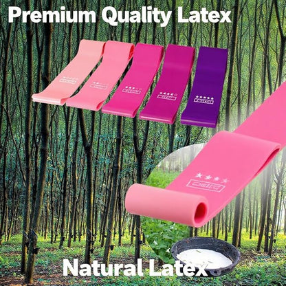 Resistance Bands Set of 5 - Professional Workout Bands for Full Body Training, Strength Building, Physical Therapy, Pilates - Beginner Friendly for Men & Women