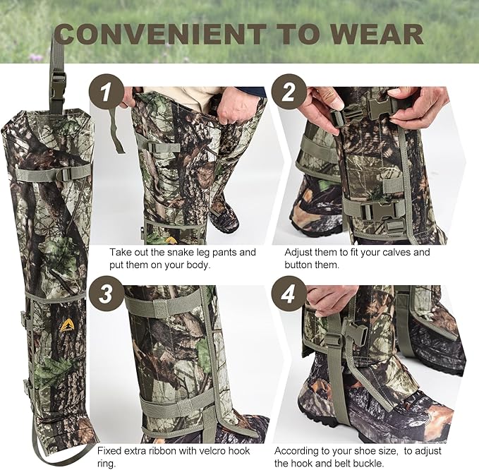 Snake Guard Chaps Waterproof Snake Chaps for Hunting Snake Bite Protection Gear Adjustable Size Snake Bite Protective Gaiters Anti-Snake Gaiters for Legs