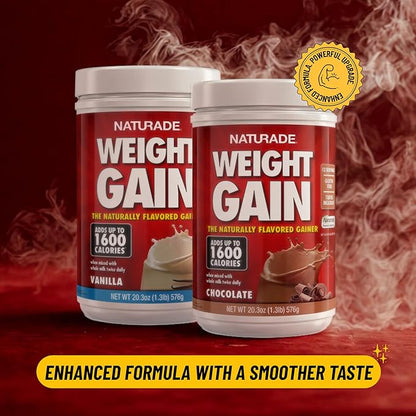 Naturade All Natural Weight Gain Drink Mix - Gluten Free, Delicious Taste, 1600 Calories per Servings - Mass Gainer w/Carbohydrates & Protein - Chocolate, 40.6 Ounce (24 Servings)