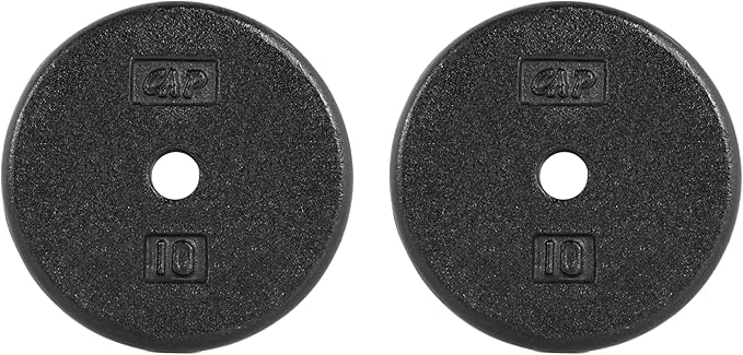 CAP Barbell Standard 1-Inch Cast Iron Weight Plates - Singles & Sets | 1.25-50 lbs | Multiple Options