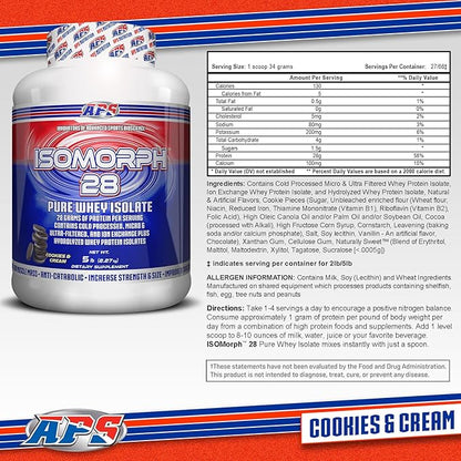 APS Nutrition Isomorph 28 Protein Powder | Pure Whey Isolate | Cold Pressed, Ultra- Filtered, & Ion Exchange Isolates | 28g Protein | 5 Pound (Cookies & Cream)