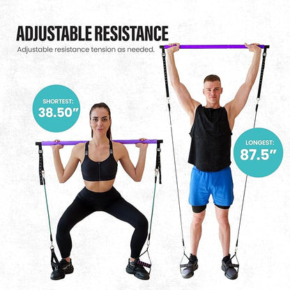 Upgraded Pilates Bar Kit ??39??Adjustable Exercise Equipment for Men, Women with 6X 20, 30, 40 lbs Resistance Bands with Adjustment Buckle ??Pilates Equipment for Home Workouts for All Fitness Levels