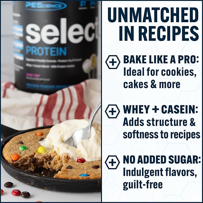 PEScience Select Protein Powder, Whey and Casein Blend, Clean Protein Powder for Women and Men, Low Calorie, Low Carb, Keto Friendly, Gluten Free - Cake Pop - 5 Servings