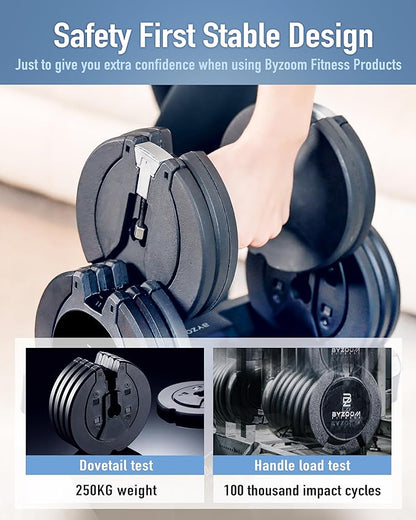 Adjustable Dumbbell – 12.5/25lb Single Unit OR Set of 2 – 5-in-1 Adjustable Weight for Home Gym, Strength Training & Fitness Workouts, White OR Black