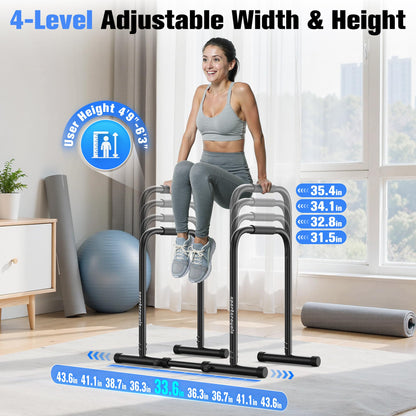 Sportsroyals Adjustable Dip Bar for Home,400lbs Cap Calisthenics Equipment