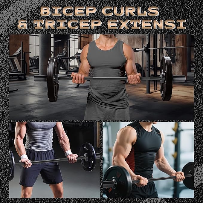 Barbell Bar for Weightlifting - 7FT Heavy Duty (1500LB/700LB), 4FT Short (500LB), 47" EZ Curl Bar - Fits 2" Standard Plates - Home Gym Strength Training