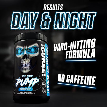 JNX SPORTS The Curse! Pump ??Stim-Free Pre-Workout | Peach Mango 40 Serves | Caffeine-Free Pump Pre Workout, Non-Stim Nitric Oxide Preworkout for Men & Women