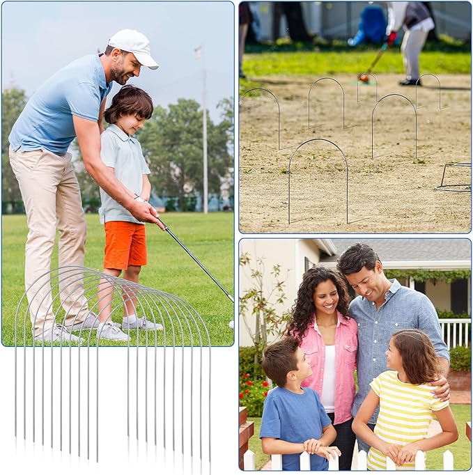 Deekin Set of 9 Croquet Wickets Replacement for Croquet Metal Hoops with Galvanized and Plastic Coating for Family Lawn Backyard Outdoor Game(Arch)