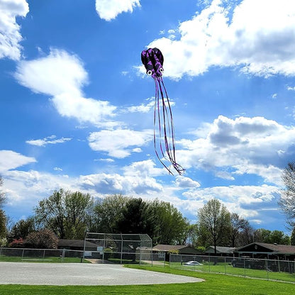 Octopus Kites for Kids & Adults Easy to Fly, 24”x 158” Large Soft Kite Kit for Boys and Girls, Single Line 3D Beach Kite Set for Teens,Perfect for Outdoor Activities