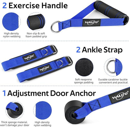 WALITO Resistance Bands Set - Exercise Bands with Handles, Door Anchor, Legs Ankle Straps, for Heavy Resistance Training, Physical Therapy, Muscle Training, Yoga, Home Workouts, Gym Equipment