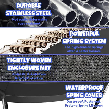 14FT & 16FT Trampoline for Kids & Adults, Big Round Trampoline with Basketball Hoop, Sprinkler & ASTM Certified