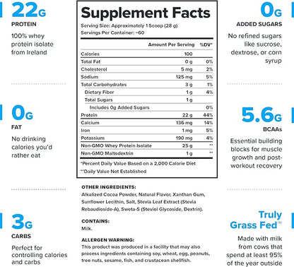 LEGION Whey+ Protein Whey Isolate from Grass Fed Cows - Whey Protein Isolate Powder Low Calorie, Non-GMO, Sugar Free, Lactose and Gluten Free, All Natural Protein Powder for Men & Women (60 Servings)