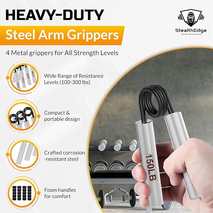 Heavy Duty Fitness Set - 5 Resistance Bands (Max 520 lbs Combined), 4 Hand Grippers (300 lbs), Mini Bands (Low to Very High), Foam Roller, Jump Rope - Ultimate All-in-One Workout Kit