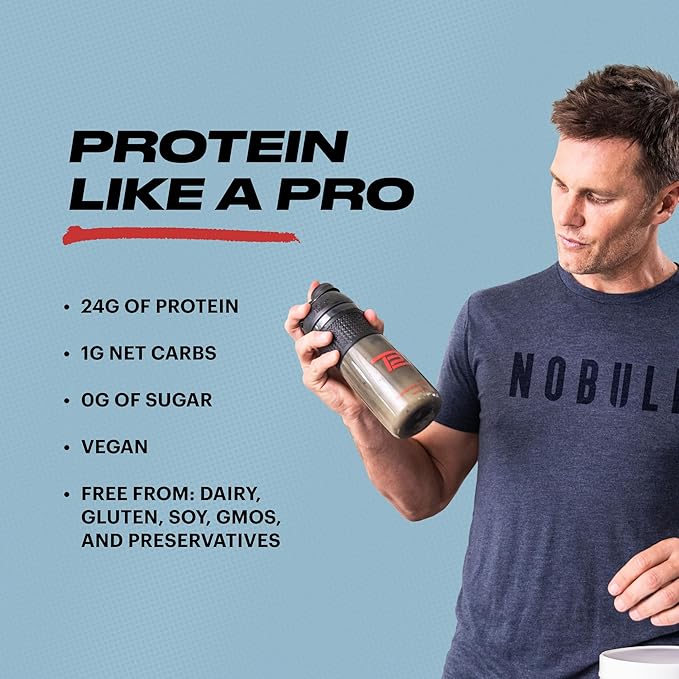 TB12 Plant Based Protein Powder by Tom Brady, 24g of Vegan Pea Protein, Low Sugar, Low Carb, Non-GMO, Meal Replacement, Keto Friendly, Paleo, Sugar Free, Cookies and Cream Flavor (30 Servings)