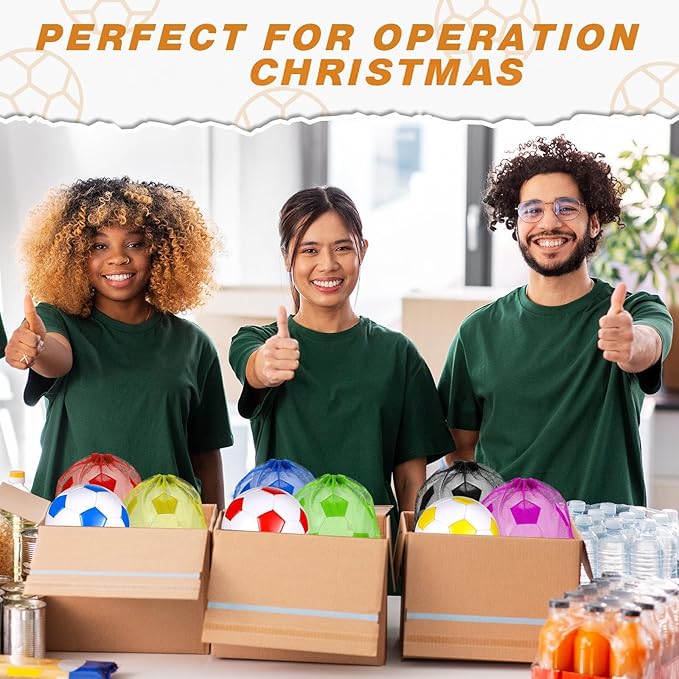 12 Set Christian Charity Donation Supplies Soccer Balls with Pumps and Drawstring Bags Soccer Training Ball Outdoor Practice for Kids Youth Adults Operation Christmas