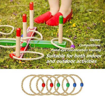 6 Pack Sisal Rope Ring Toss Game Replacement Parts for Adults and Kids, Outdoor Toss Rings for Agility Practice and Speed Game and Yard Games and Lawn Games for Party (3 Colors-Red Green Blue)