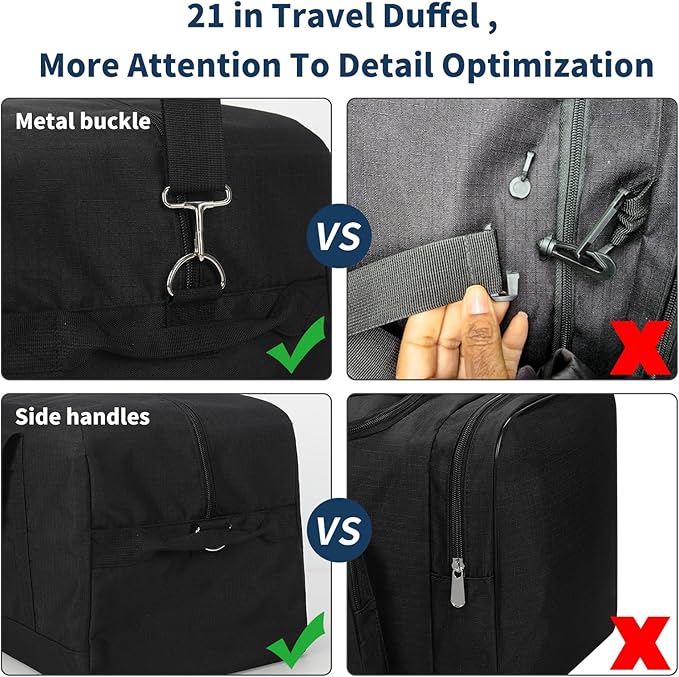 21 inch Gym Bag for Men - 40L Travel Duffel Bag Sport Duffle Bags for Weekend Overnight with Bottom Support (Navy Blue)