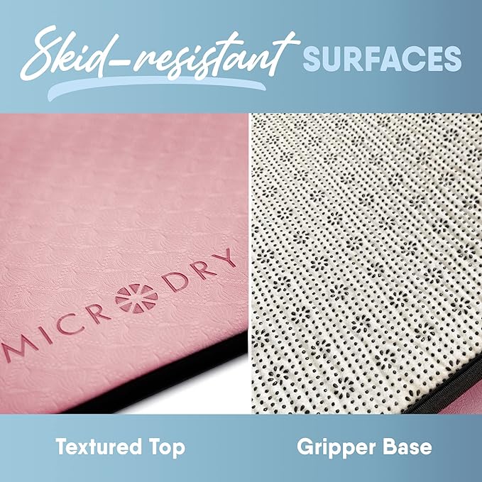 MICRODRY Deluxe Fitness Exercise Yoga Mat for Home & Gym, Extra Thick for High Impact Training, Multi Layered Skid Resistant Surface, Odor Neutralizing with Carrying Strap