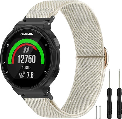 Elastic Nylon Watchband Compatible with Garmin Forerunner 235/220/230/620/630/735XT,Soft Adjustable Sport Stretchy Replacement Strap for Forerunner 235 Lite/Approach S20/S6/S5 Accessory