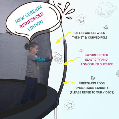 SkyBound 14 FT 12 FT 10FT 8FT 6FT Springless Trampoline for Kids and Adults - Recreational Trampolines with AntiRust Coating - Bungee Cords Outdoor Trampoline for Kids - No-Gap Design Zipper System