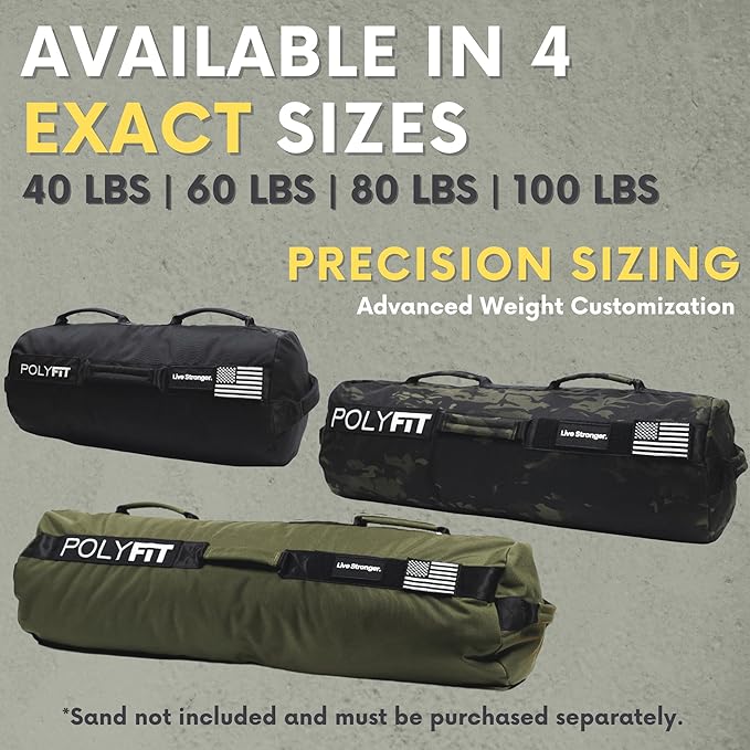 Polyfit Sandbag Pro - Workout Sandbag with Triple Closure Filler Bag and Reinforced Nylon Webbing - Sand Not Included - Multiple Colors & Sizes