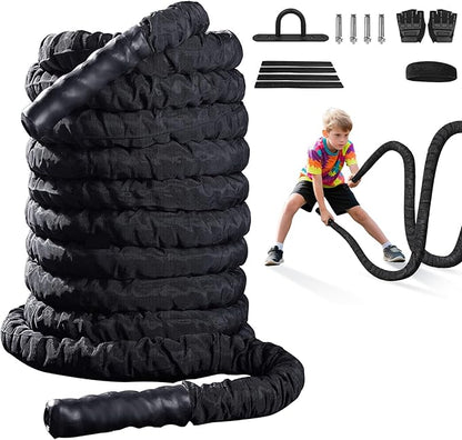 Battle Rope 1/1.26/1.5/2 Inch Diameter,Pink 30FT/40FT/50FT Exercise Workout Ropes for Home Gym Heavy Weighted Training Rope for Working Out