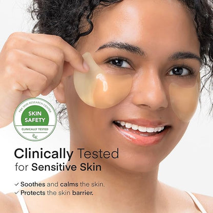 TEREZ & HONOR Vitamin C Eye Patches - 60 Pcs Korean Brightening & Hydrating Under Eye Masks with Tranexamic Acid, Caffeine, Hyaluronic Acid - Dark Circles, Puffiness & Wrinkles Hydrogel Treatment