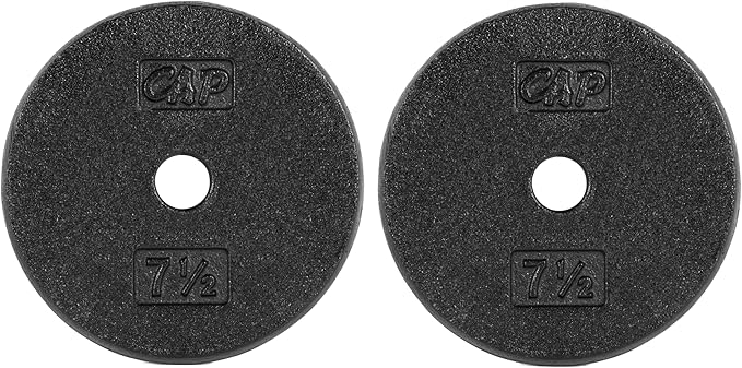 CAP Barbell Standard 1-Inch Cast Iron Weight Plates - Singles & Sets | 1.25-50 lbs | Multiple Options