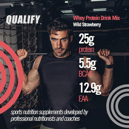 Strawberry Whey Protein Powder. Post Workout Recovery Drink, Gluten & Sugar Free, Highly Kosher, 25g Protein. Essential Amino Acids - 5.5g BCAA, 2.7g Leucine, 1.4g Isoleucine, 1.4g Valine 26.4 Ounce