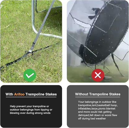 Trampoline Stakes Heavy Duty Strong and Galvanized Steel Corkscrew High Wind Anchor Kit for Trampoline Camping Tents Tie Down Anchors