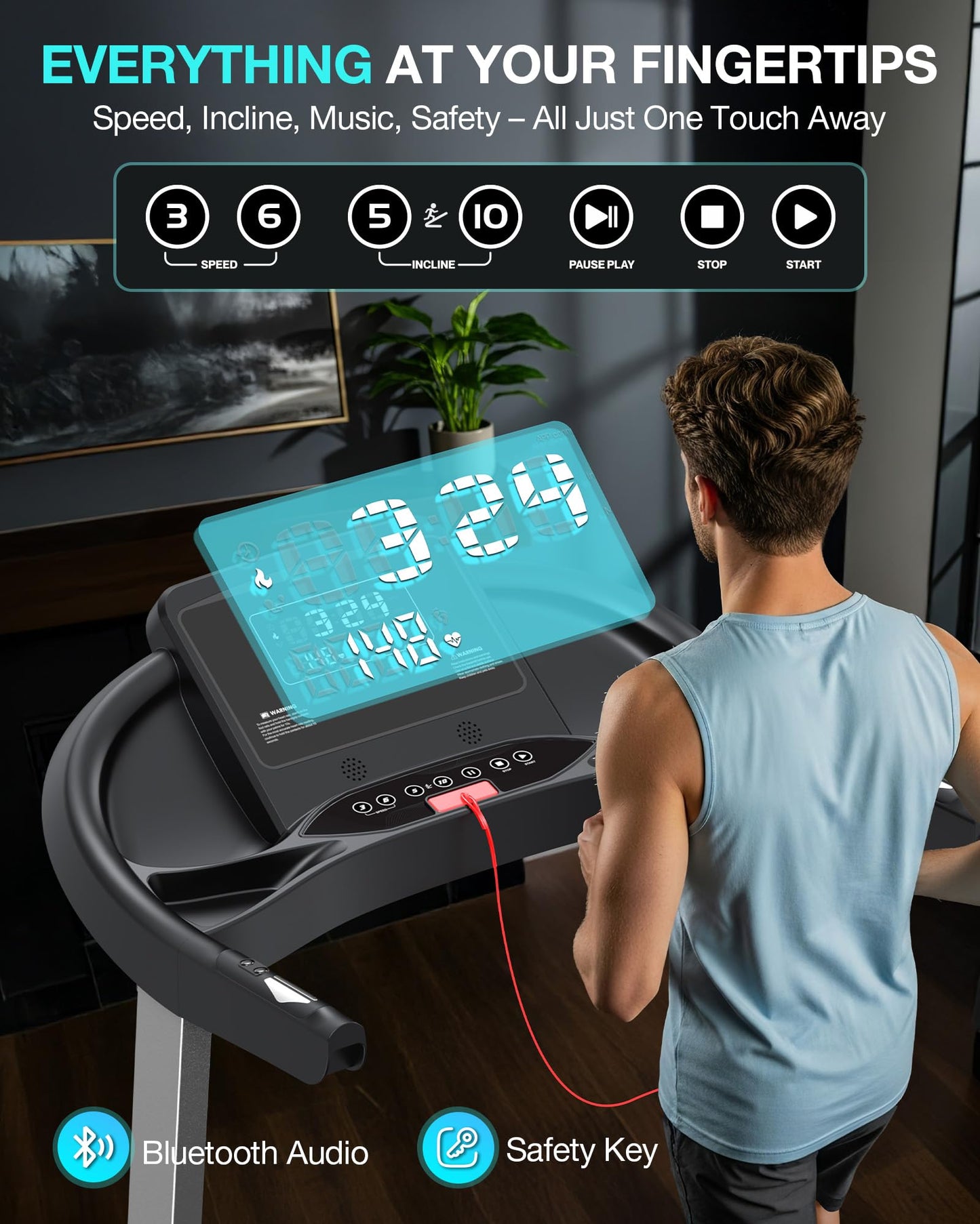 WELLFIT 15% Auto Incline Foldable Treadmill, Heavy Duty Treadmills for Home