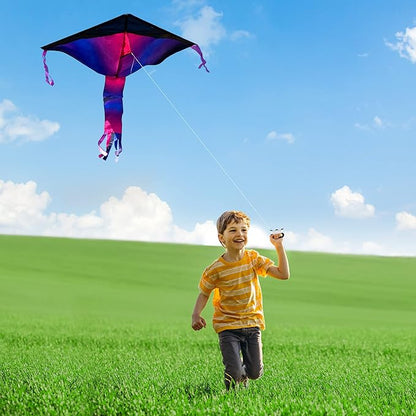 JOYIN 3 Packs Delta Multicolor Kite Warm and Cold Color Easy to Fly for Kids and Adults with 262.5 ft String, Large Delta Beach Kite for Outdoor Games and Activities