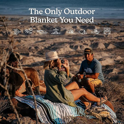 Nomadix Festival Blanket - Perfect for Picnics, Camping, & Lawn Seating - Plush Top & Water Resistant Base - Made with Post Consumer Recycled Materials - Agua Blue - 60x72 in