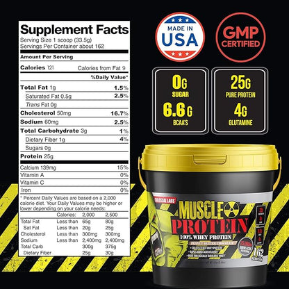 Muscle Protein Whey Powder [12 lbs/Pack of 1]??Cold Filtered, 25g Pure Protein, 6.6g BCAAs (Packaging May Vary) (12LB, Peanut Butter Chocolate)
