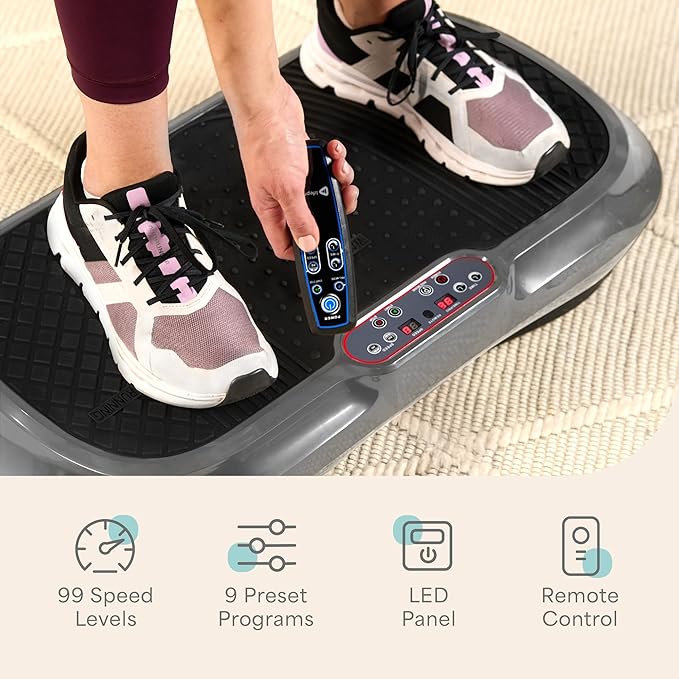 Lifepro Waver Vibration Plate Exercise Machine for Lymphatic Drainage, Muscle Activation, Full-Body Workout Vibrating Platform with Loop Bands, Fitness Equipment for Strength Toning & Fat Loss