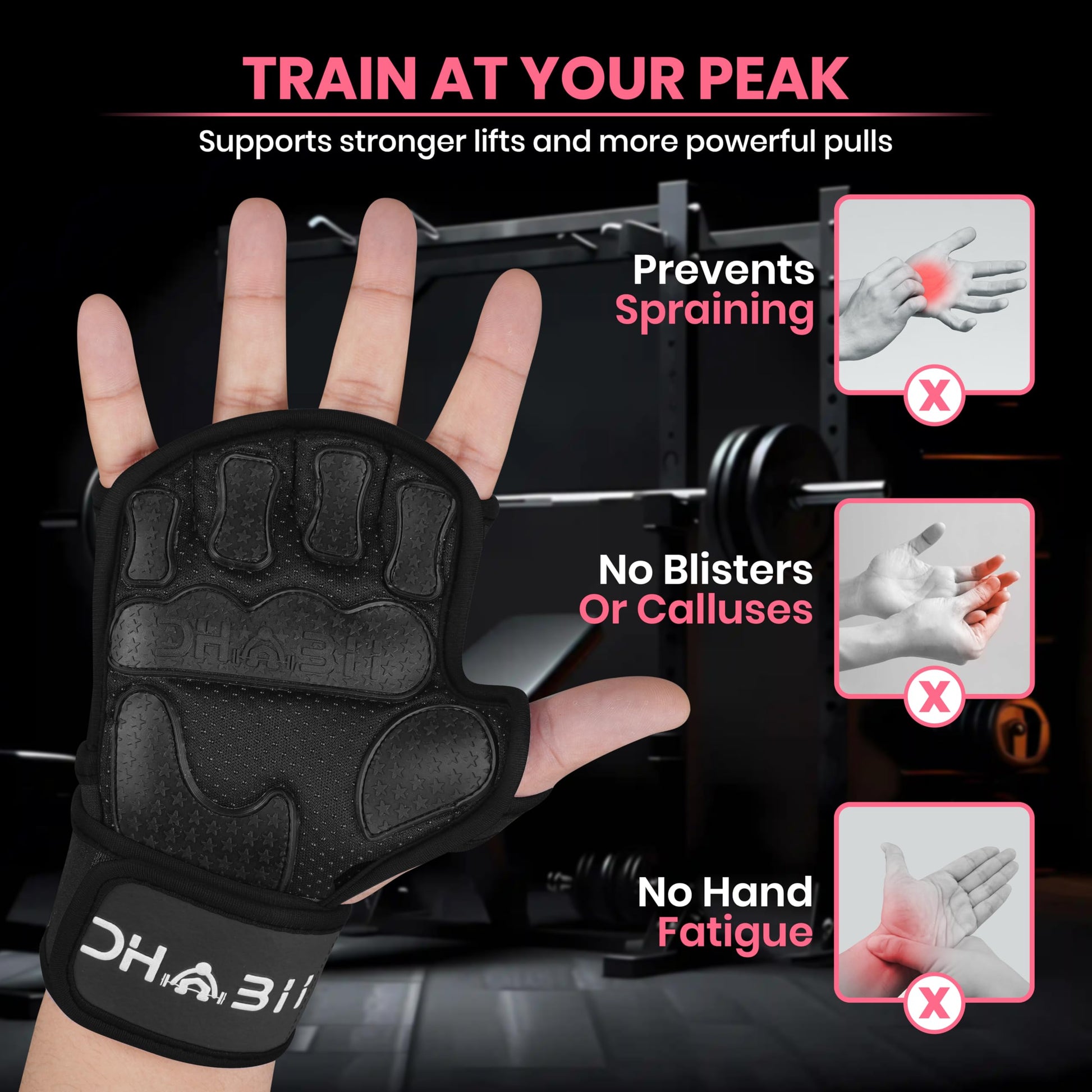 Dhabii Workout Gloves for Men & Women, Smartwatch Compatible Ventilated Gym Gloves with Wrist Wrap